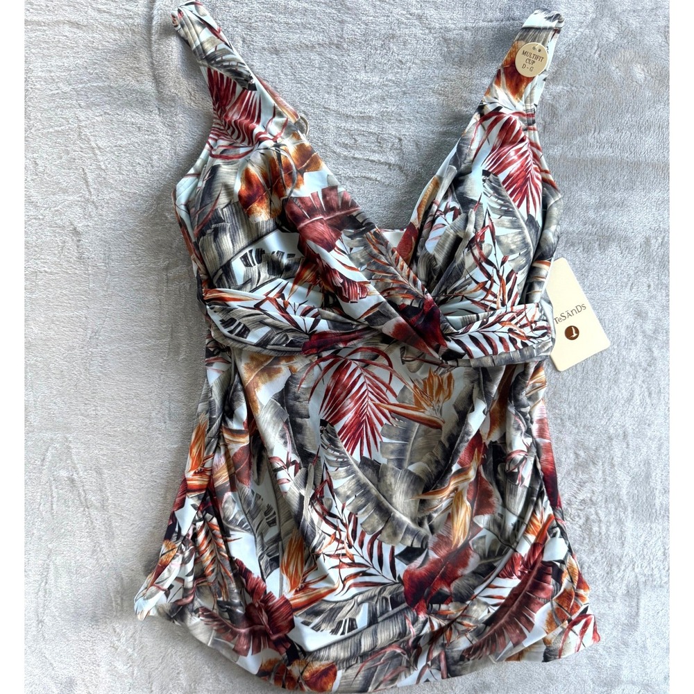NWT Artesands Delacroix Tankini Top Eco Paradise Pale Blue Tropical D-G Cup US 8